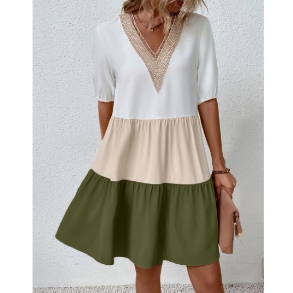 Boho Color Block Lace Oversized Dress - Picture 6 of 16